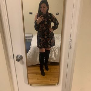 Floral cold shoulder dress